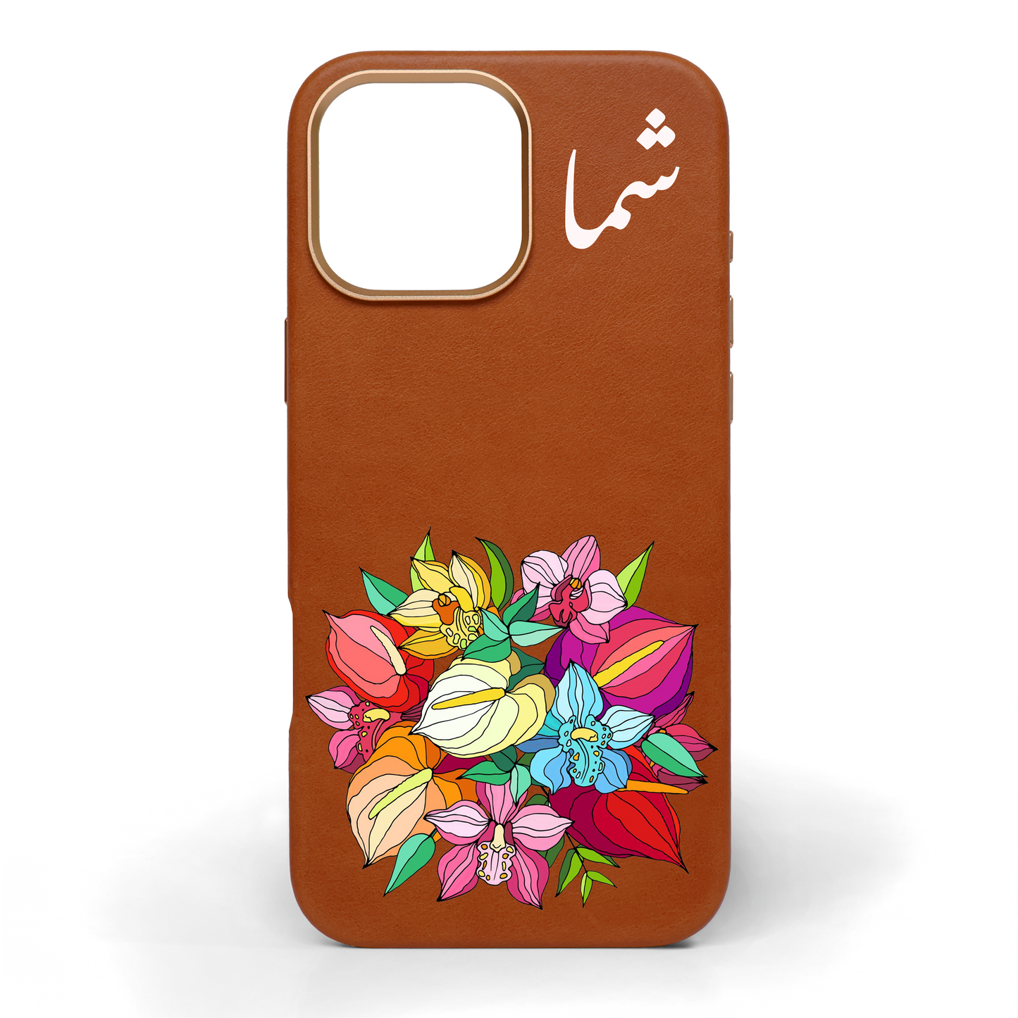 Orchid Bouquet Hand-Painted Leather Phone Case