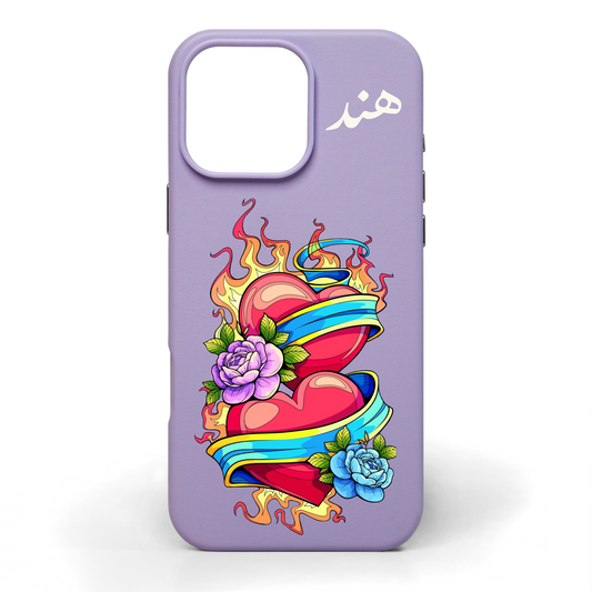 Hearts Entwined Hand-Painted Leather Phone Case
