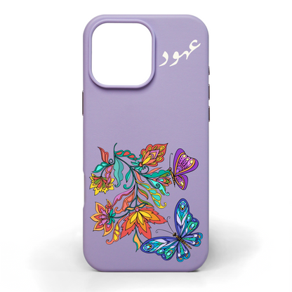 Wildflowers and Wings Hand-Painted Leather Phone Case