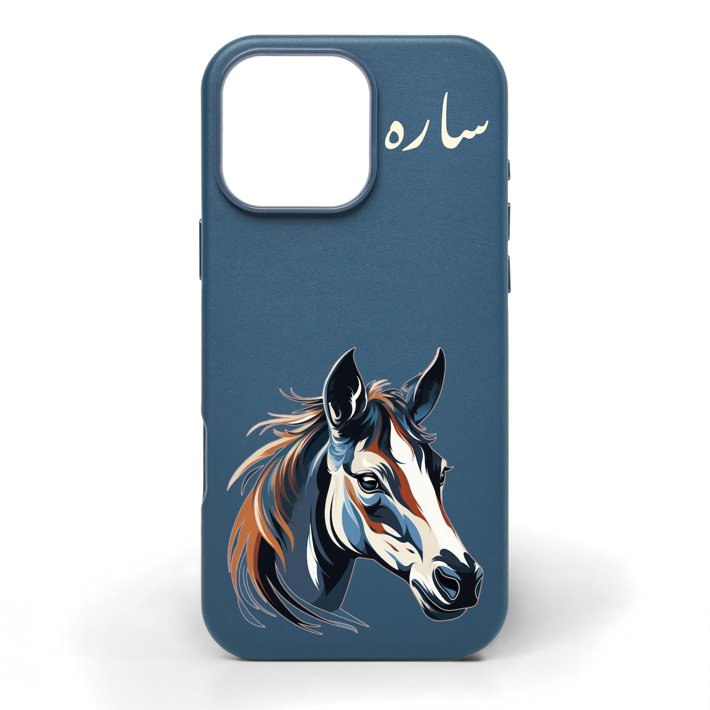 Sapphire Bronze Stallion Hand-Painted Leather Phone Case