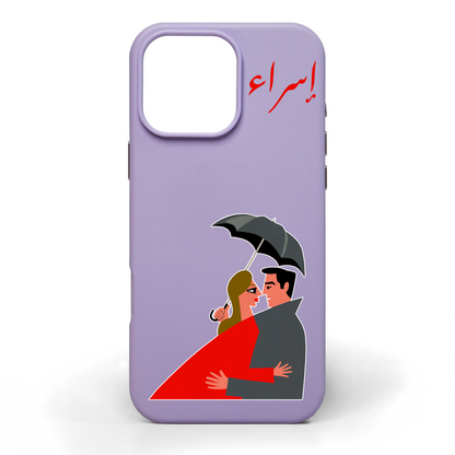 Hearts in the Rain Hand-Painted Leather Phone Case