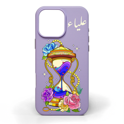 Hourglass of Love Hand-Painted Leather Phone Case