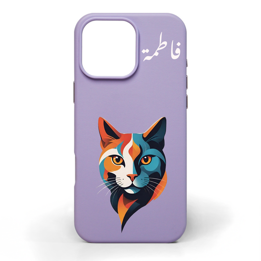 Midnight Cat Hand-Painted Leather Phone Case