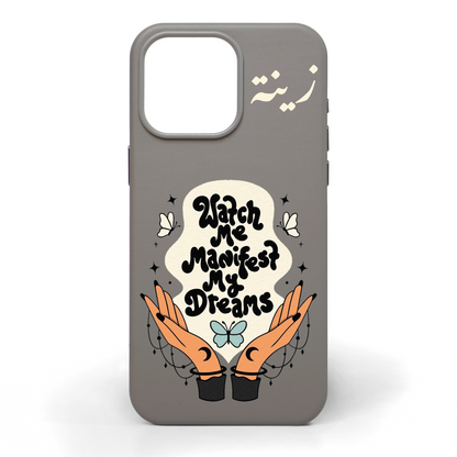 Watch Me Manifest Hand-Painted Leather Phone Case