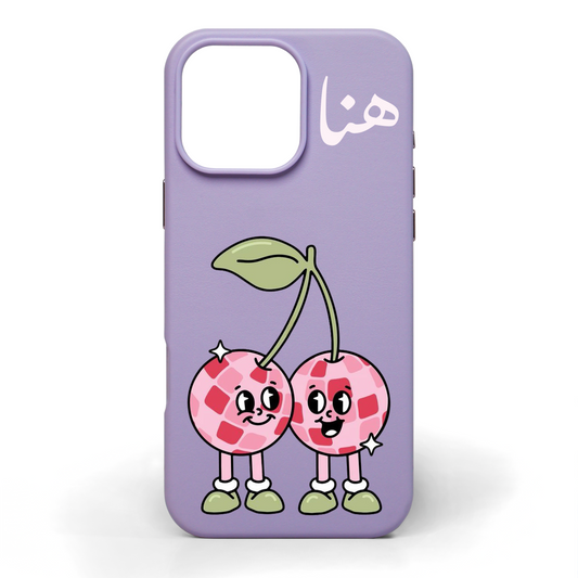 Cherry Groove Hand-Painted Leather Phone Case