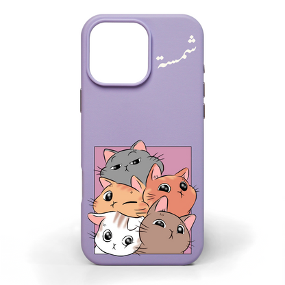 Cat Overload Cat Hand-Painted Leather Phone Case