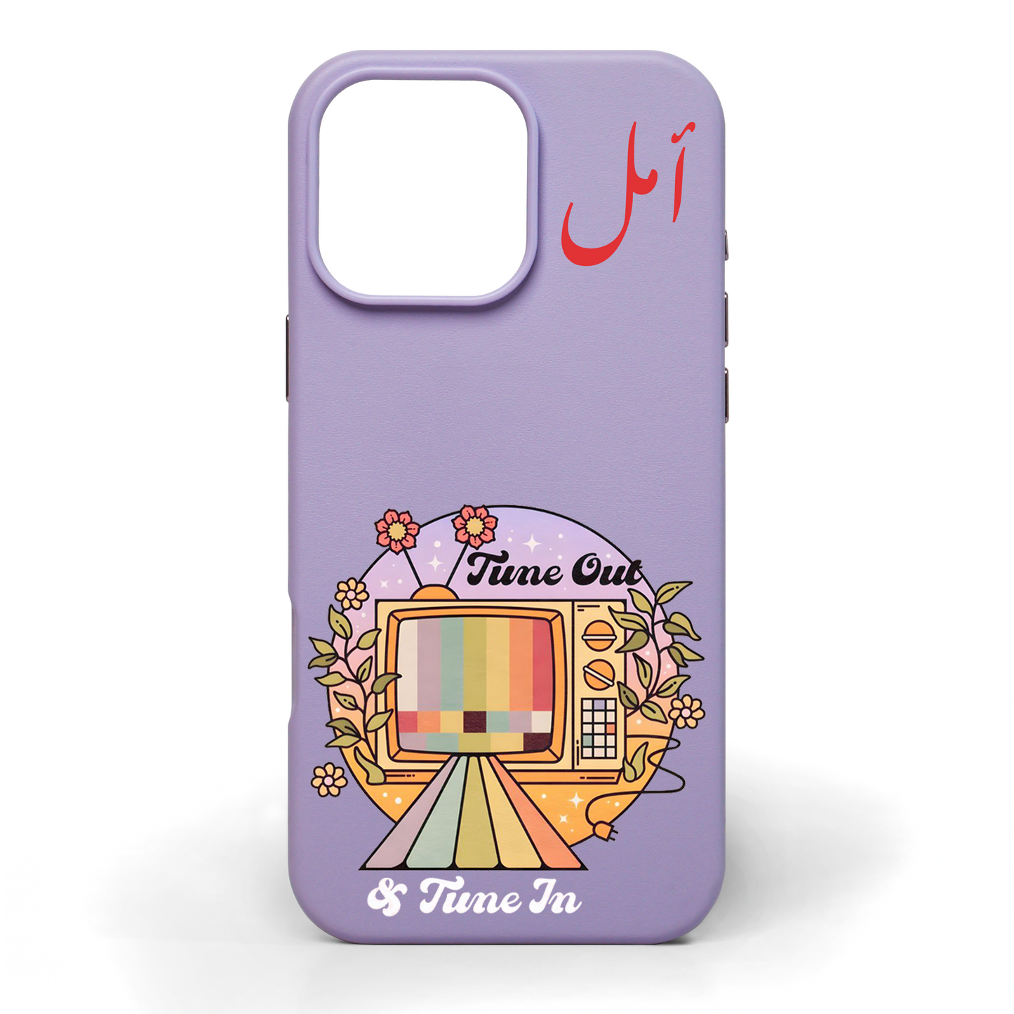 Tune Out & Tune In Hand-Painted Leather Phone Case