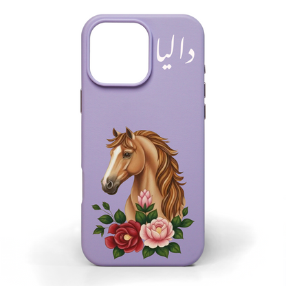 Golden Stallion Hand-Painted Leather Phone Case