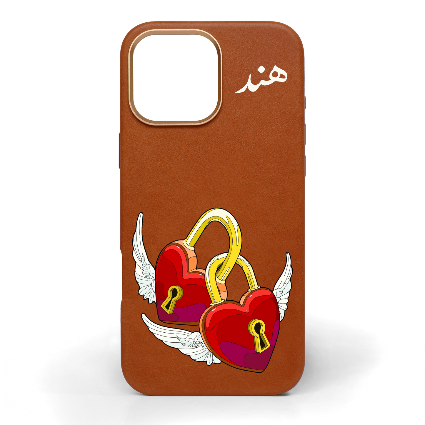 Locked in Love Hand-Painted Leather Phone Case
