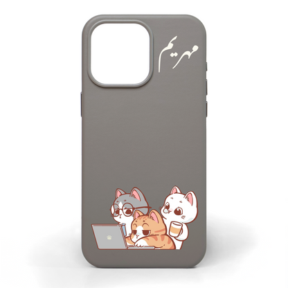 مشروع القطط - كفر جلد مرسوم يدويًا