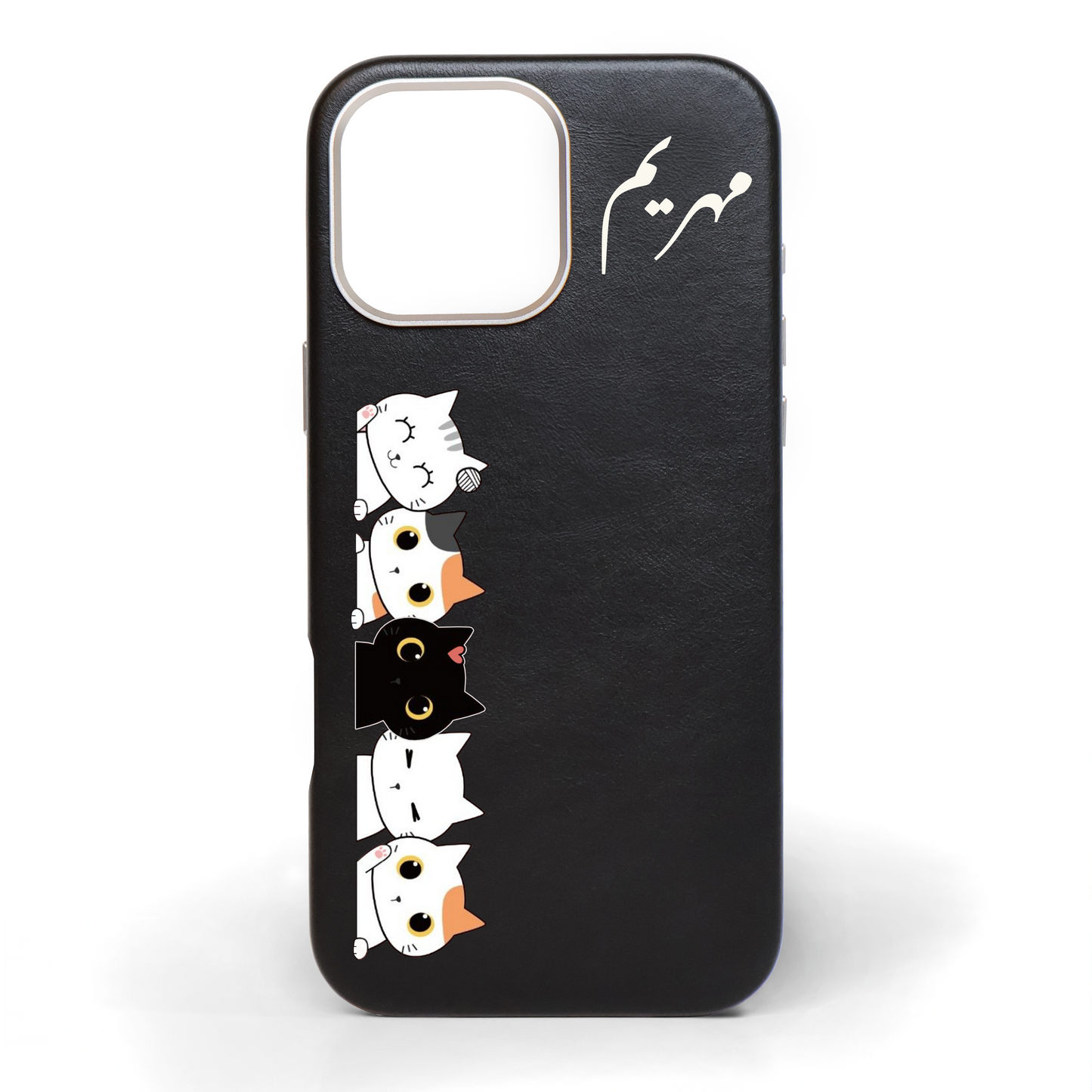 Cat Tower Hand-Painted Leather Phone Case