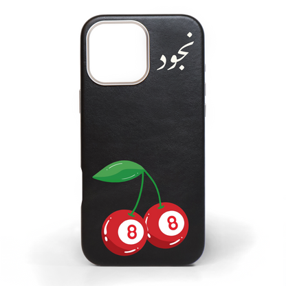Cherry Billiards Hand-Painted Leather Phone Case
