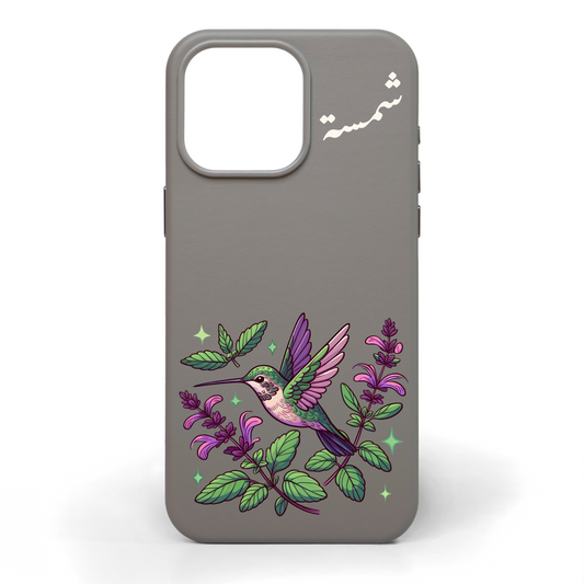 Emerald Wings Hand-Painted Leather Phone Case