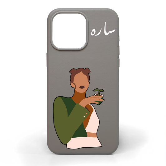 Her Hand-Painted Leather Phone Case