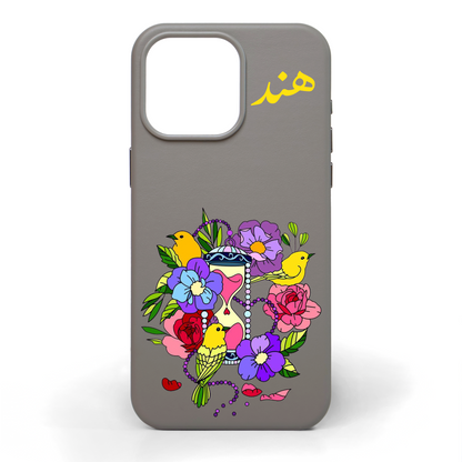 Birds of Time Hand-Painted Leather Phone Case