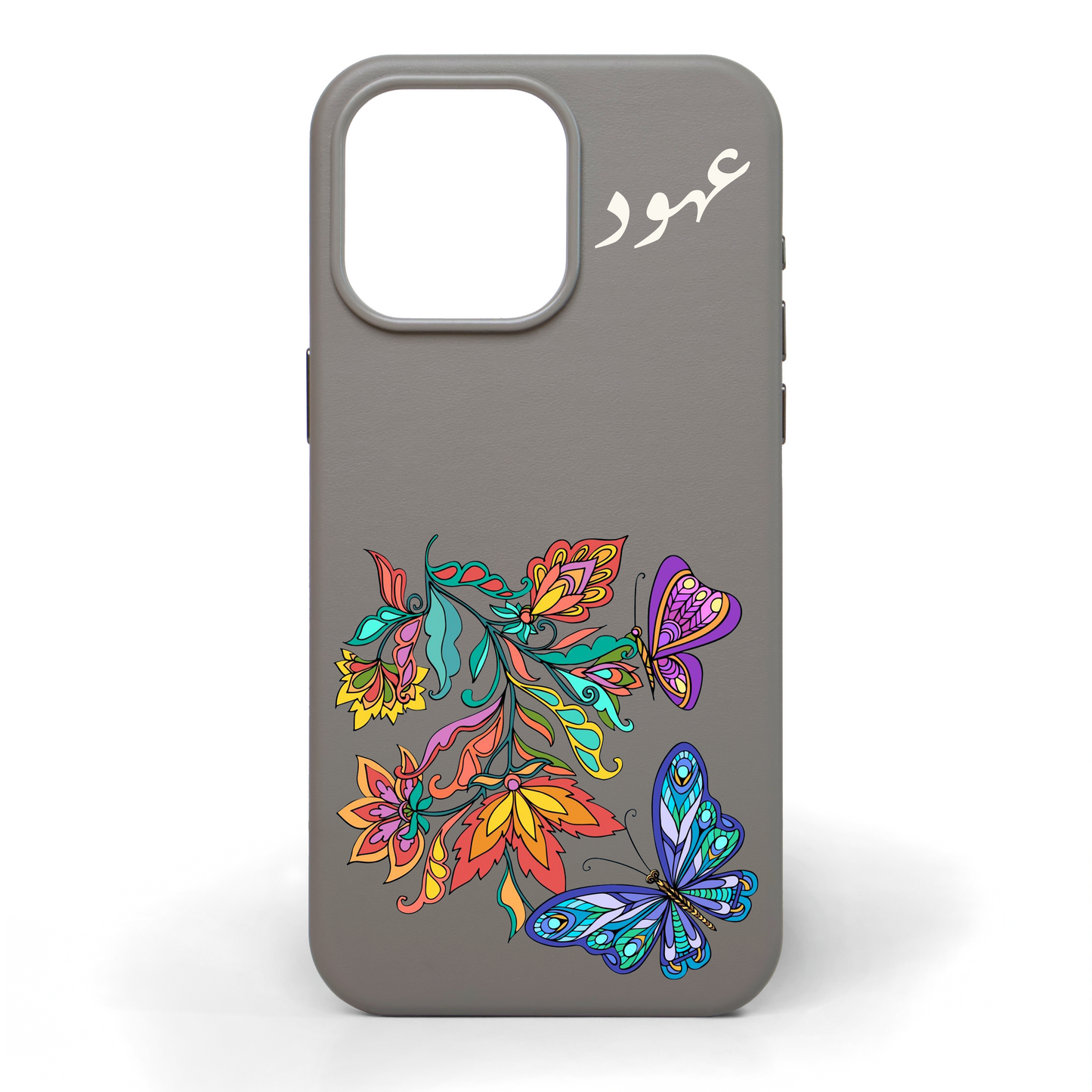 Wildflowers and Wings Hand-Painted Leather Phone Case