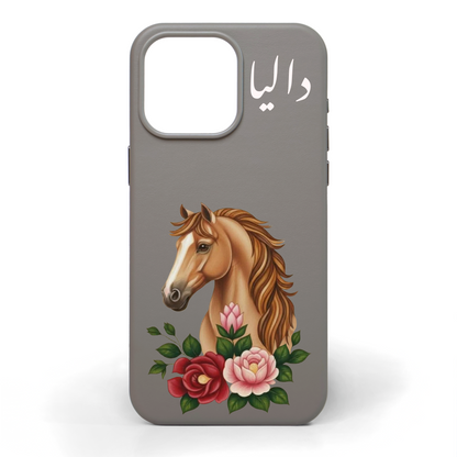 Golden Stallion Hand-Painted Leather Phone Case