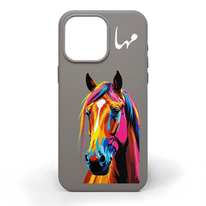 Vivid Stallion Hand-Painted Leather Phone Case