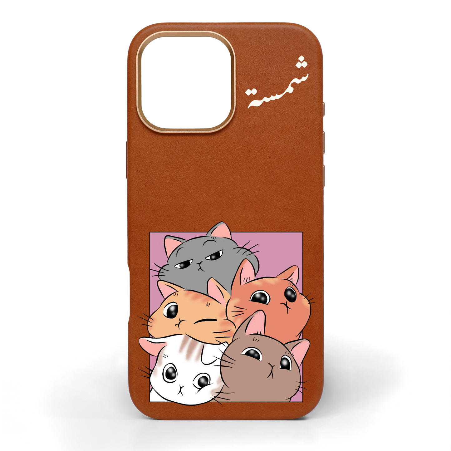 Cat Overload Cat Hand-Painted Leather Phone Case