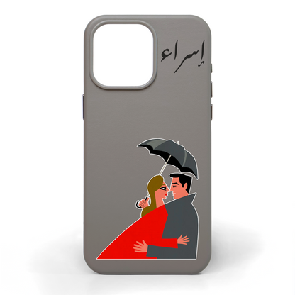 Hearts in the Rain Hand-Painted Leather Phone Case