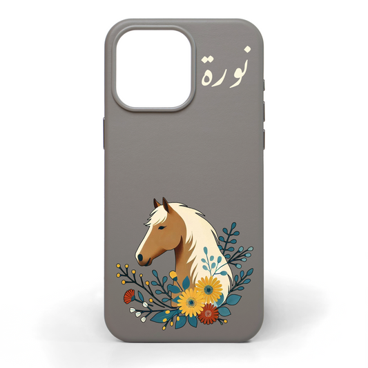 Garden Stallion Hand-Painted Leather Phone Case