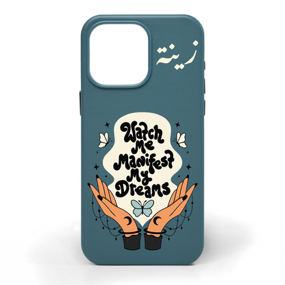 Watch Me Manifest Hand-Painted Leather Phone Case