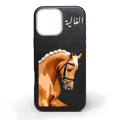 Golden Legacy Horse Hand-Painted Leather Phone Case