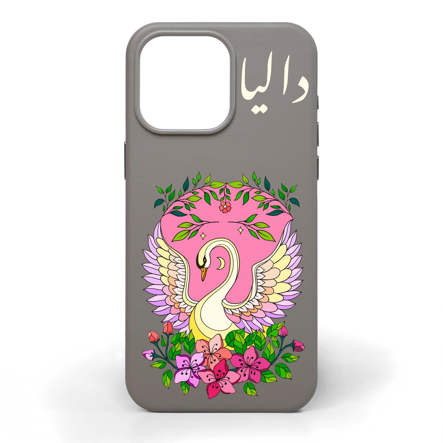 Swan Hand-Painted Leather Phone Case