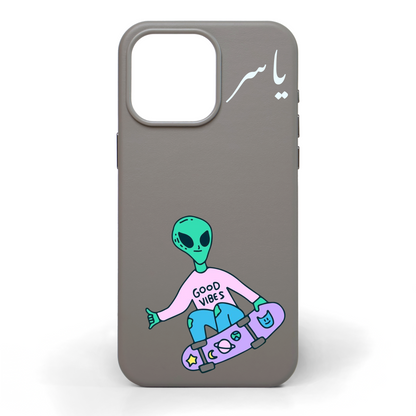 Cosmic Drift Hand-Painted Leather Phone Case