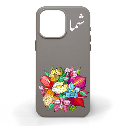 Orchid Bouquet Hand-Painted Leather Phone Case