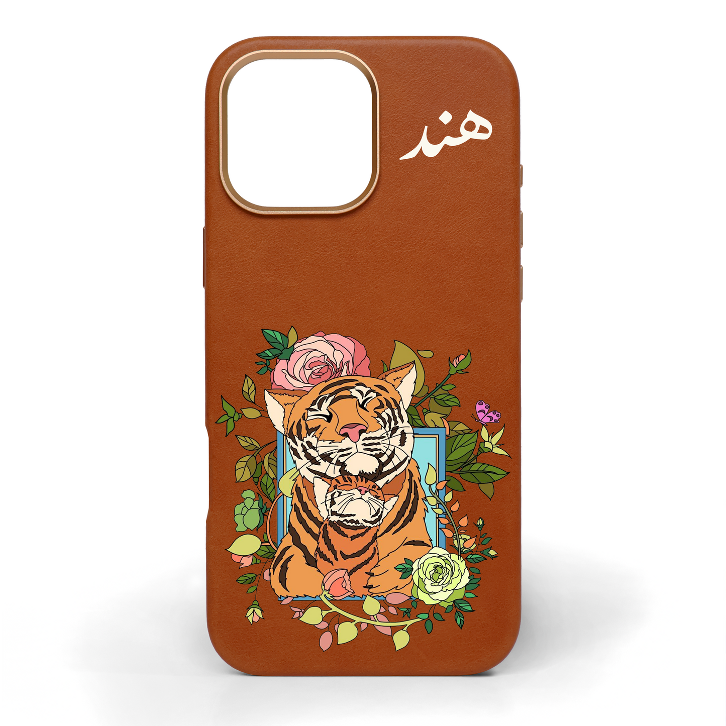 Tiger Born of Strength Hand-Painted Leather Phone Case