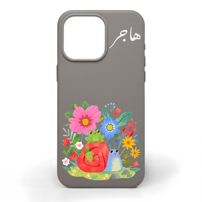 Frog and Snail Tales Hand-Painted Leather Phone Case