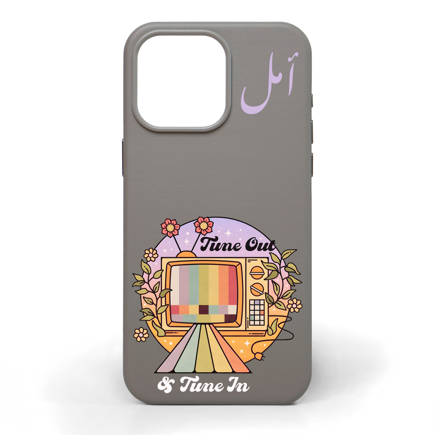 Tune Out & Tune In Hand-Painted Leather Phone Case
