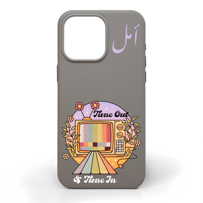 Tune Out & Tune In Hand-Painted Leather Phone Case