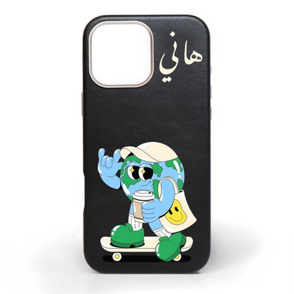 Around the World Hand-Painted Leather Phone Case