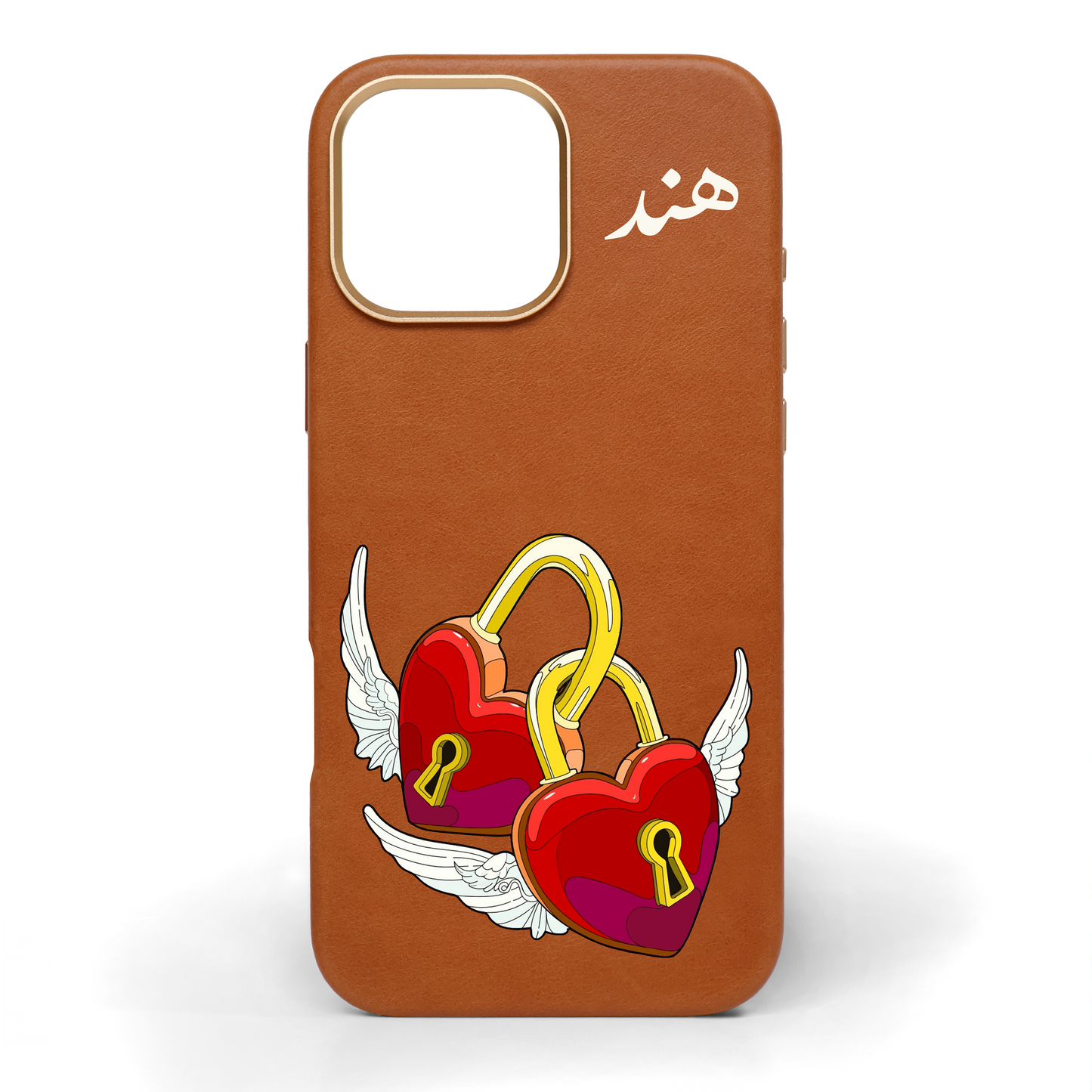 Locked in Love Hand-Painted Leather Phone Case