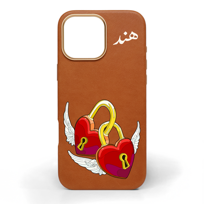 Locked in Love Hand-Painted Leather Phone Case