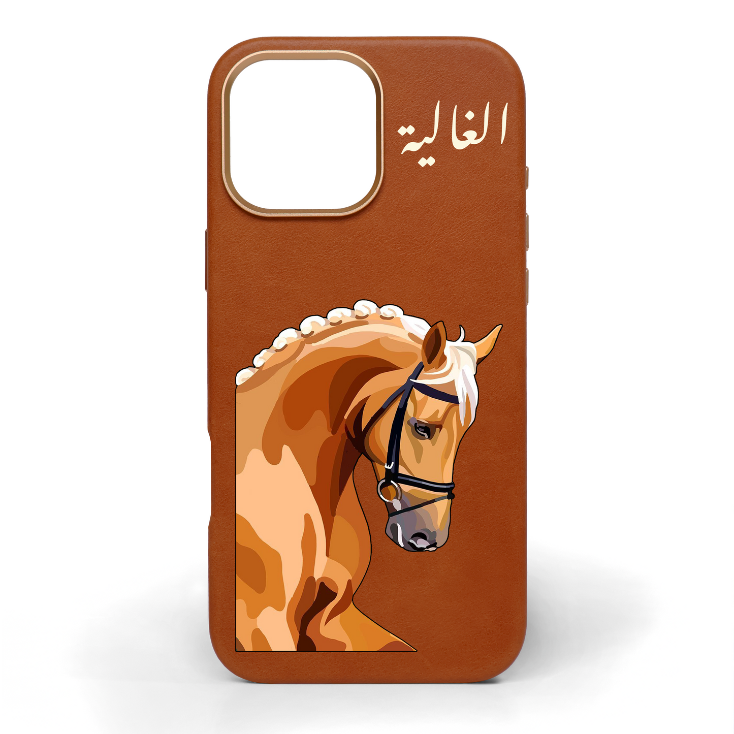 Golden Legacy Horse Hand-Painted Leather Phone Case