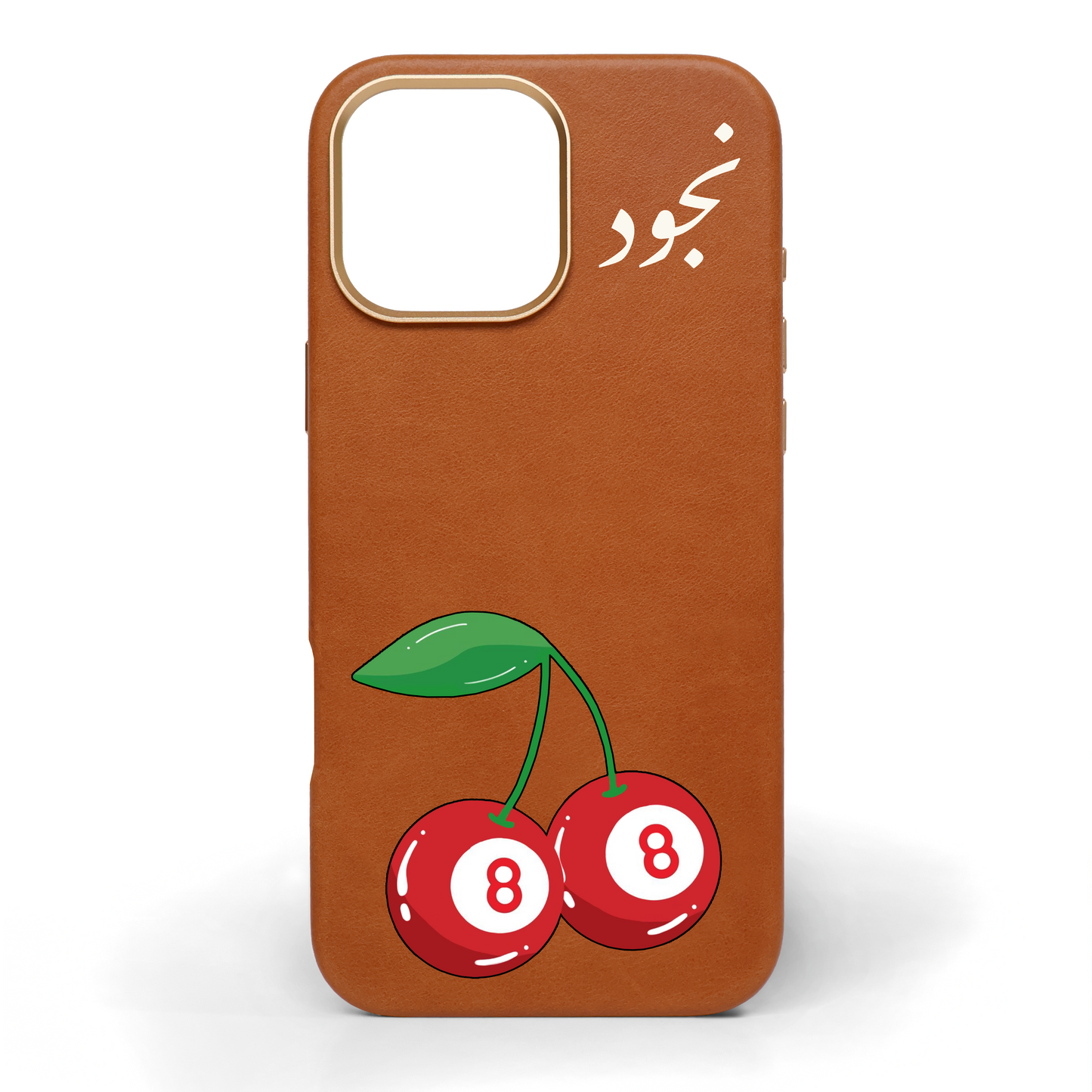 Cherry Billiards Hand-Painted Leather Phone Case