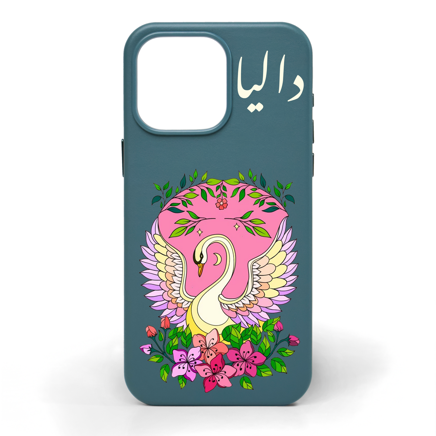 Swan Hand-Painted Leather Phone Case