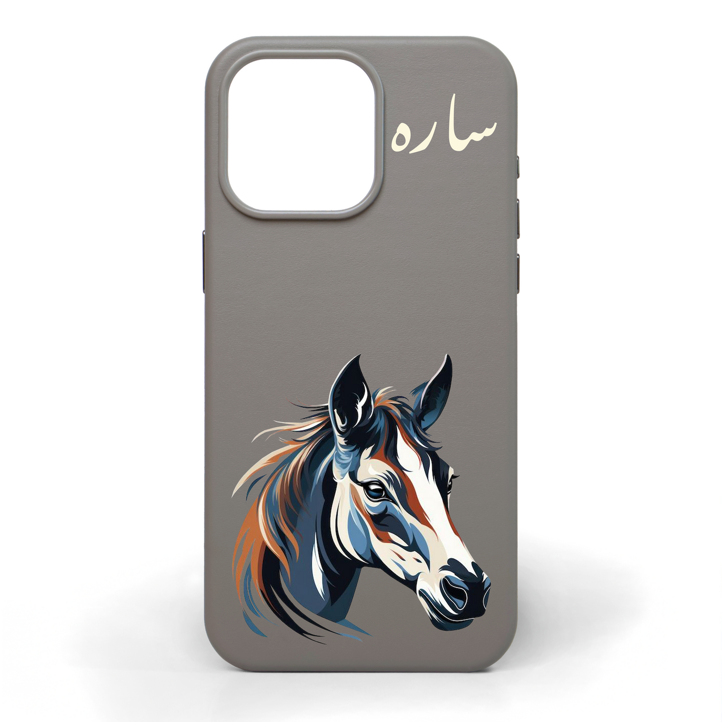 Sapphire Bronze Stallion Hand-Painted Leather Phone Case