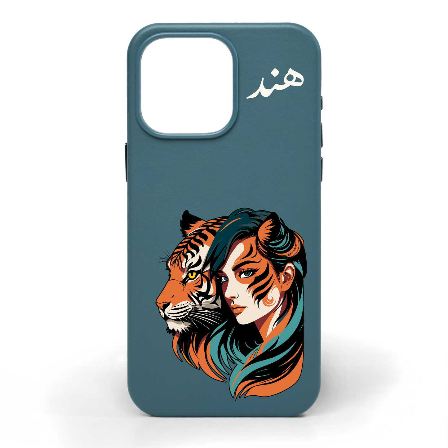 She Walks with Tigers Hand-Painted Leather Phone Case
