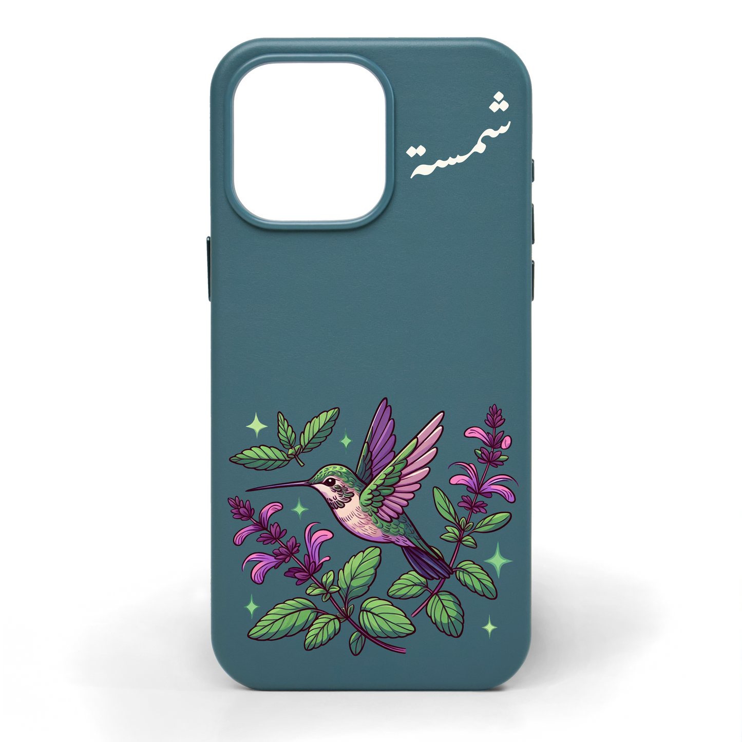 Emerald Wings Hand-Painted Leather Phone Case