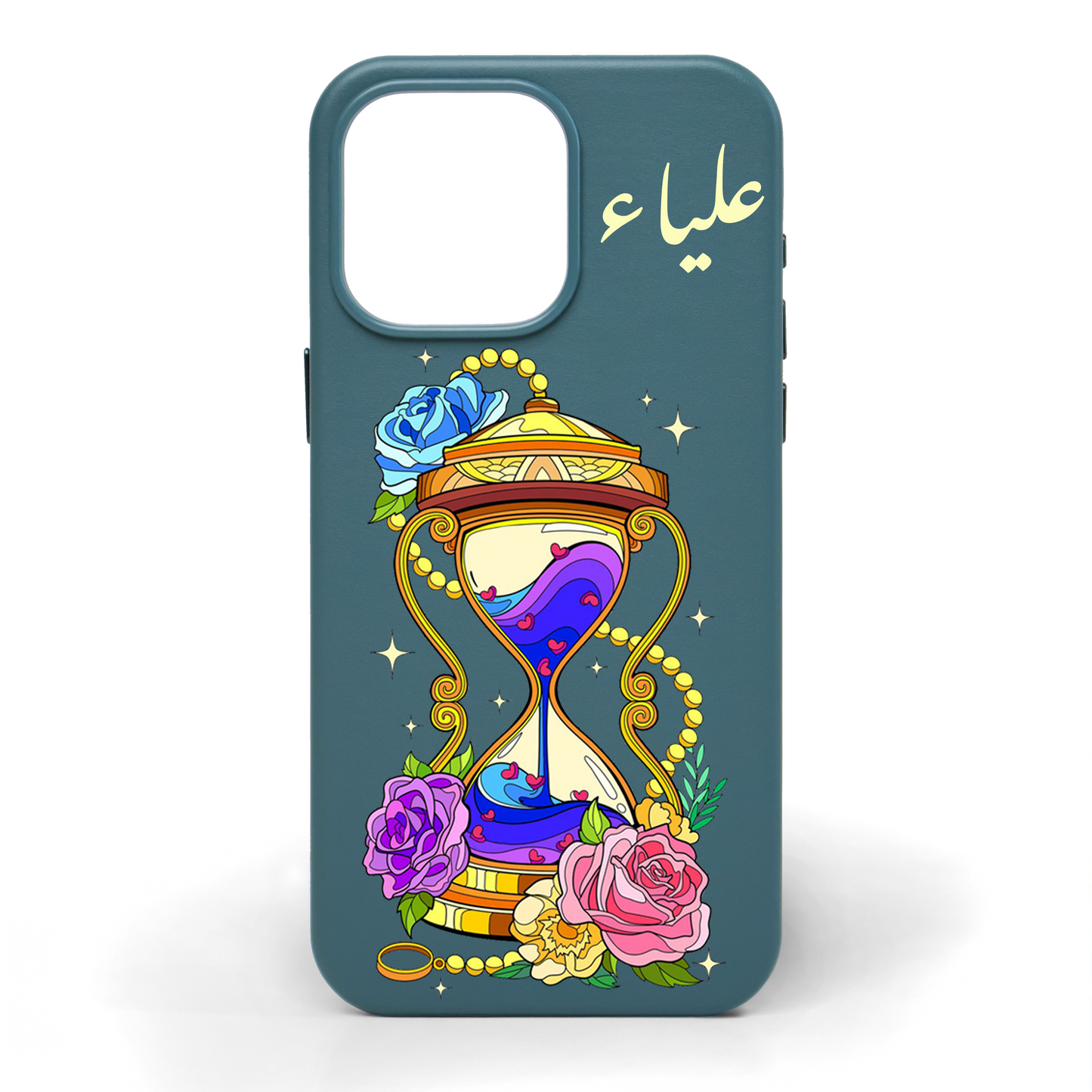 Hourglass of Love Hand-Painted Leather Phone Case