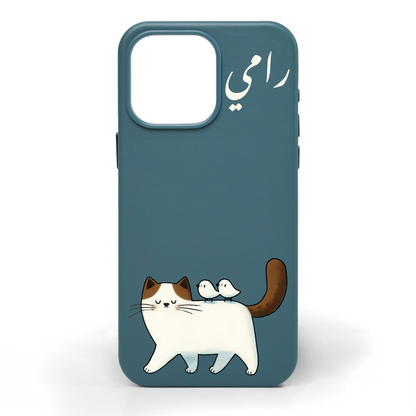 Purrfect Friends Hand-Painted Leather Phone Case