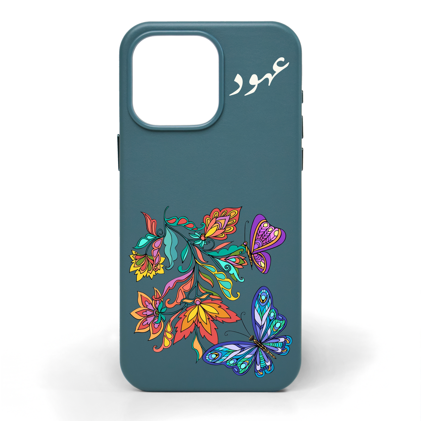 Wildflowers and Wings Hand-Painted Leather Phone Case
