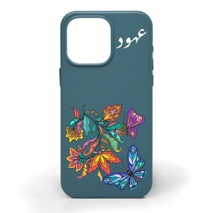 Wildflowers and Wings Hand-Painted Leather Phone Case
