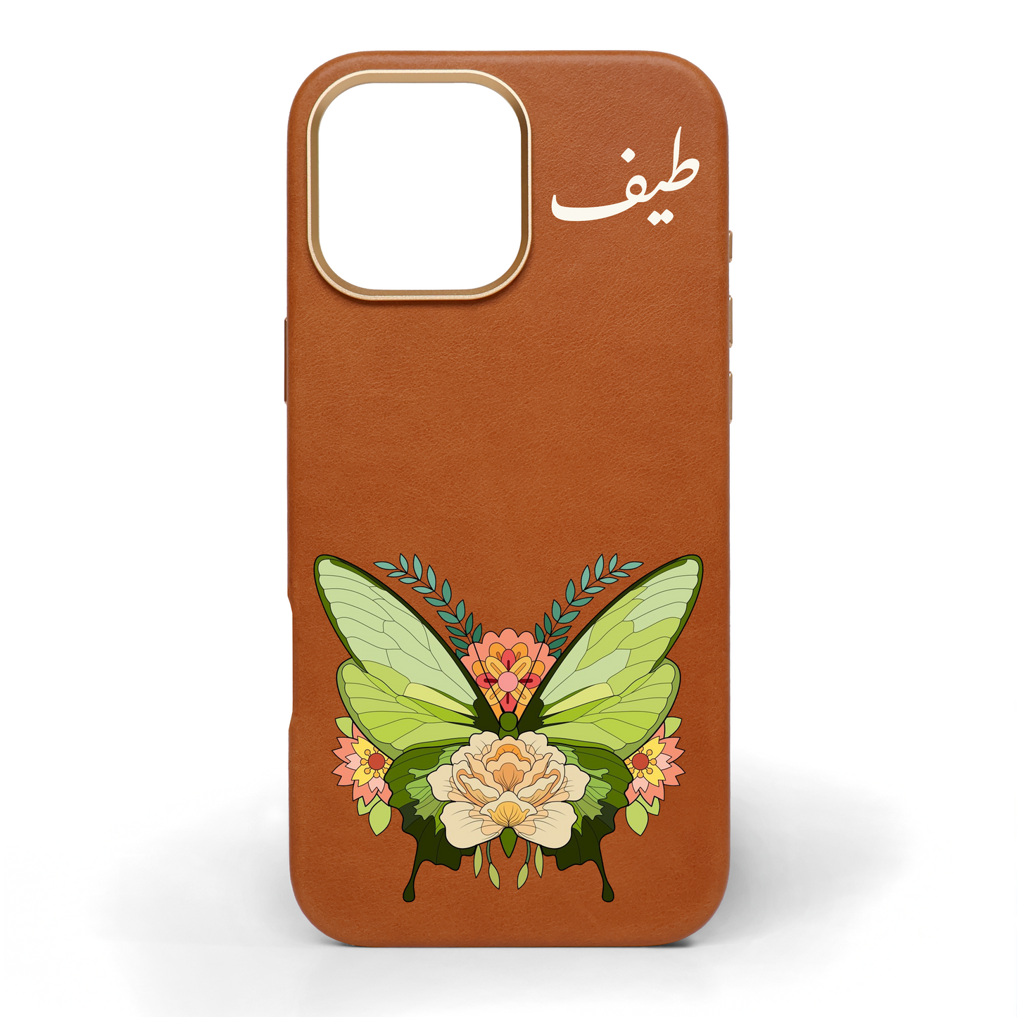 Butterfly Garden Hand-Painted Leather Phone Case