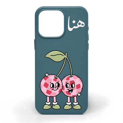 Cherry Groove Hand-Painted Leather Phone Case