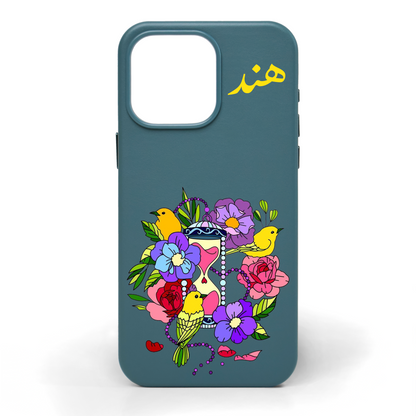 Birds of Time Hand-Painted Leather Phone Case